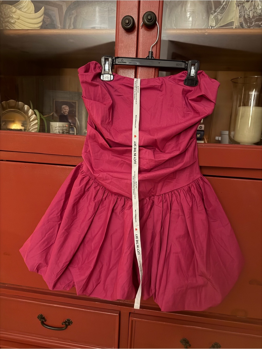 Lucy in the Sky Strapless Bubble Mini Dress Hot Pink Size Medium